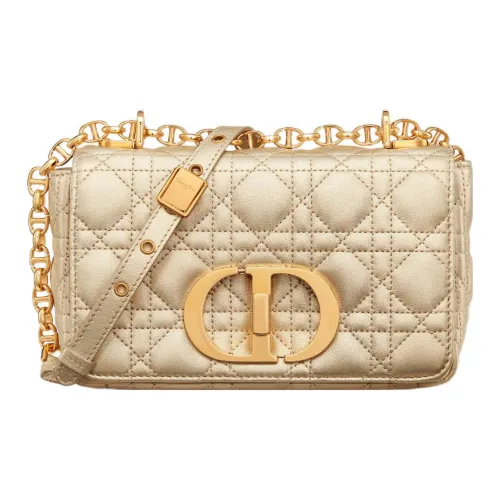 DIOR Caro Овчина Сумка с цепочкой Сумка через плечо Маленькая Женская Золотая