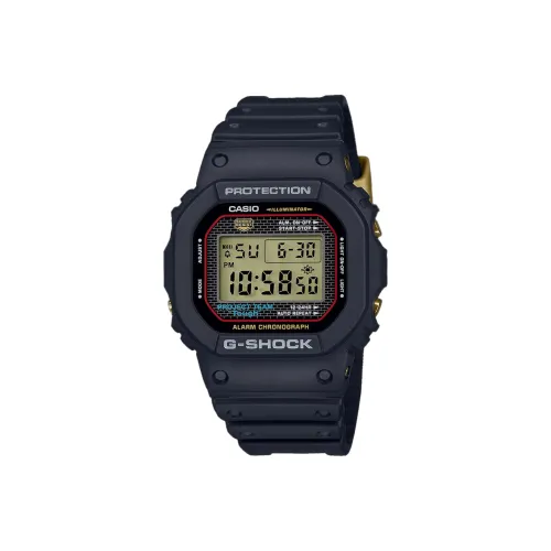 CASIO SQUAD Series SHOCK Кварцевый механизм Смольный ремешок Часы Унисекс Золотой циферблат