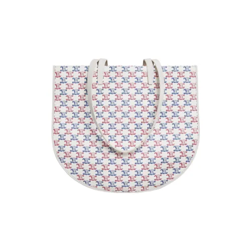 CELINE Triomphe Холст Панел Телячья Кожа Комбинированная Сумка-тоут Сумка для покупок Сумка Сумка через плечо Женская