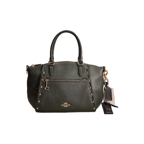 COACH Elise Полированная кожа с эффектом галечного покрытия сумка-портфель средний размер женский Amazon зеленый