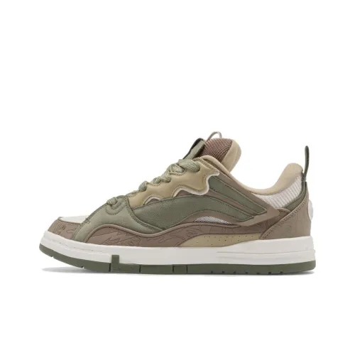 Aape x LiNing Wave Slip-resistant Abrasion-resistant Low-top Skateboard Shoes Men's Green Brown