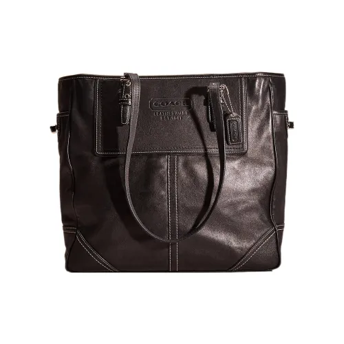 COACH Gallery Quilted кожа Тоут Сумка Сумка для покупок Сумка на плечо Большая Женская Черная