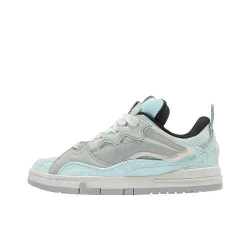 Aape x LiNing Wave Slip-resistant Abrasion-resistant Low-top Skateboard Shoes Women's Gray Blue Aape x LiNing Wave Противоскользящие Устойчивые к истиранию Низкие Кроссовки для скейтбординга Женские Серый Синий