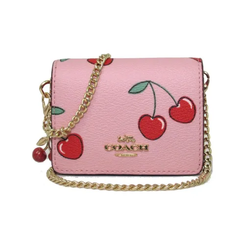 COACH Boxed Холст с покрытием и гладкая кожа Держатель для карт кошелек Стандартный Женский Розовый Многоцветный с Монограммой