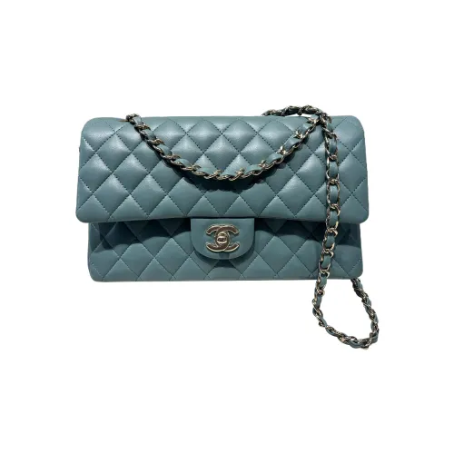 CHANEL Classic Flap CF Sheepskin Flap Bag Crossbody Shoulder Bag Medium Women's Blue Green CHANEL Classic Flap CF Овчина Сумка с клапаном Сумка через плечо Средняя Женская Синие Зеленые