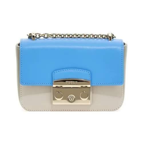 Furla Metropolis Collection Кожа Сумка через плечо Мини Женская Синяя Белая
