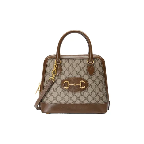 GUCCI Horsebit 1955 Холст Купольная Сумка Сумка через плечо Сумка Маленькая Женская Цвет Эбен Коричневый