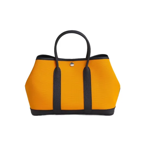 HERMES Garden Party Officier Canvas с Negonda Телячья кожа Сад Сумка Холщовая сумка Унисекс Золотая Бирюзовая