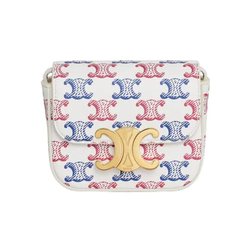 CELINE Triomphe Сумка из холста и телячьей кожи с отделкой сумка через плечо сумка через плечо мини женская синий красный белый