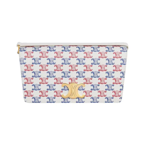 CELINE Triomphe Холст Телячья кожа Сумка через плечо Сумка через плечо Женская Синий Красный Белый