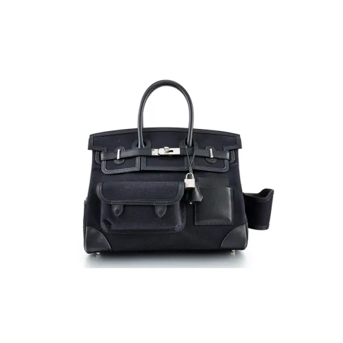 HERMES Birkin Cargo Canvas Swift Leather Birkin Canvas Bag Canvas Bag Unisex Black