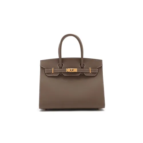 HERMES Birkin Epsom Телячья кожа Сумка Birkin Сумка Стандартная Женская Etoupe Слоновая серый