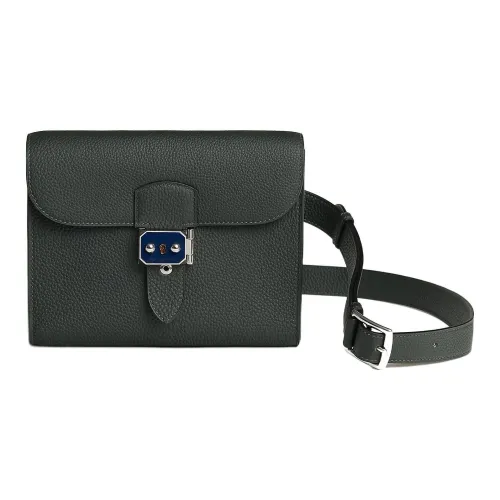 HERMES Sac A Depeches Laque Коровья кожа Togo Курьерская сумка Сумка через плечо Мужская Темно-зеленая