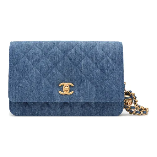 CHANEL Small Gold Ball WOC Велюр Сумка через плечо Женская Синяя