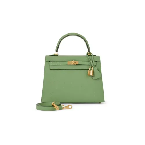 HERMES Kelly Epsom Телячья кожа Сумка Kelly Сумка через плечо Сумка Женская 3i Vert Criquet Авокадо-зеленый