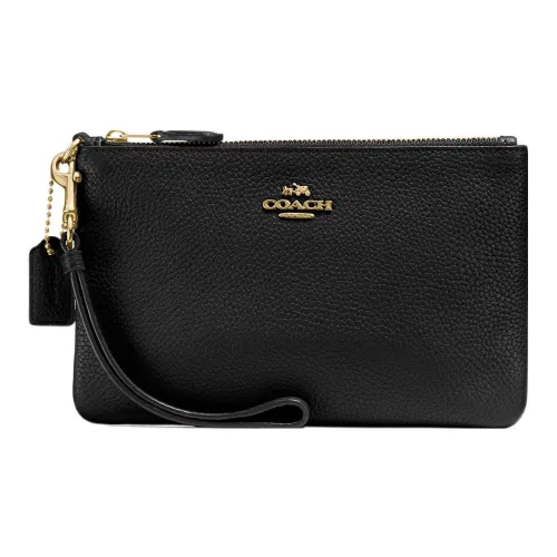 COACH Wristlet Кожа Кошелек Запястье Сумка Клатч Gift Box Set Маленький Женский Черный