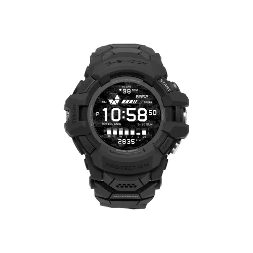 CASIO SQUAD Series Кварцевый механизм Смольный ремешок Часы 65,6*56,3 мм Мужские часы Черный циферблат GSW H1000 1AJR