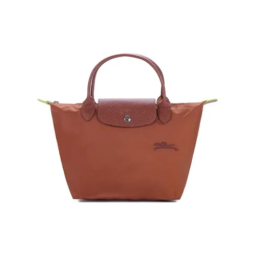 LONGCHAMP Le Pliage Green Переработанный холст с кожей Комбинированная холщовая сумка сумка-пельмени маленькая сумка цвет коньячного женская