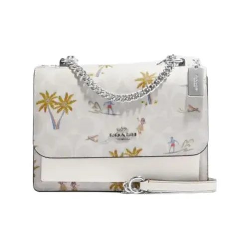 COACH Klare Кожа Конверт Сумка Сумка через плечо Маленькая Женская Сумка Мел и Ледниковый Белый Многоцветный