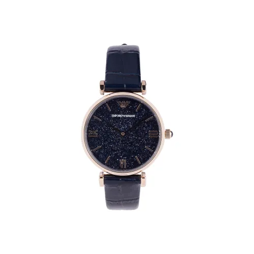 EMPORIO ARMANI Gypsophila Collection Женские часы Кварцевый механизм Кожаный ремешок Синий циферблат