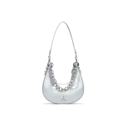 LI NING 1990 Блестящая сумка из коровьей кожи сумка через плечо сумка обычная женский серебряный