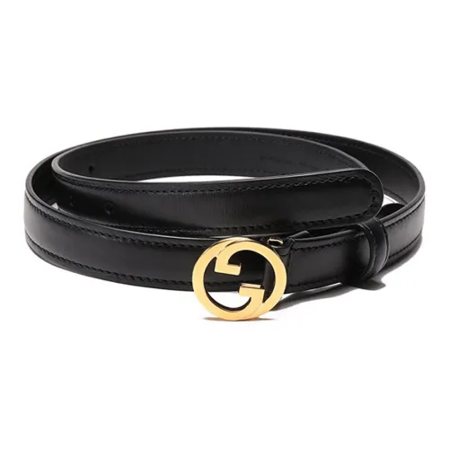 GUCCI Blondie Кожа Круглый Застежка с блокировкой Двойной G Пряжки Узкая версия Не обрезанные Кожаные ремни Женские