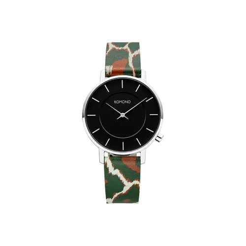 KOMONO Women's Watch Кварцевый механизм Кожаный ремешок Черный циферблат Новый KOM W4134