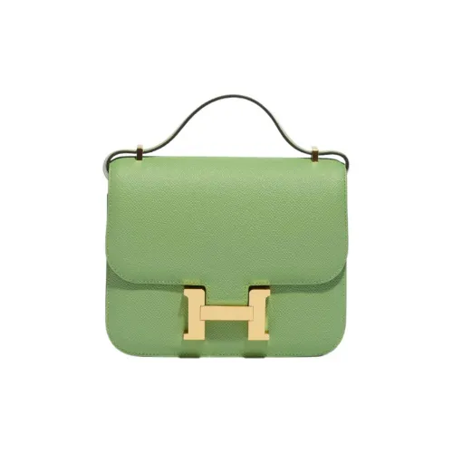 HERMES Constance Эпсомская кожа Сумка через плечо Мини Женская 3i Vert Criquet Авокадо-зеленый