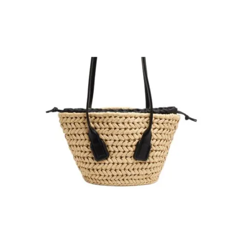 Bottega Veneta Arco Рафия Волокно Кожаная Вставка Сумка-Саквош Сумка через плечо Сумка на плечо Женская Бежевая