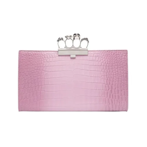 Alexander McQueen Крокодил Тисненый Телячья кожа Клатч Женские Розовый