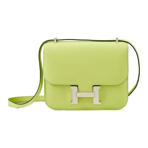 HERMES Constance Козья кожа Сумка через плечо Мини Женские 9R Jaune Bourgeon Желтый