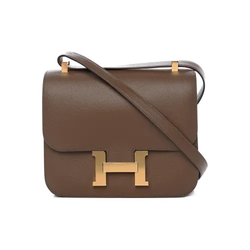 HERMES Constance Evercolor Телячья кожа Сумка через плечо Женская Коричневая Зеленая