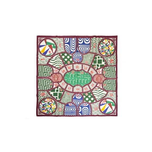 HERMES Шелковые шарфы Фиолетовый/Зеленый Женские