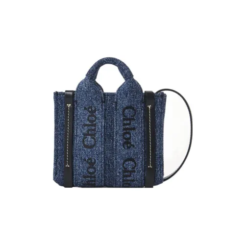 Chloe Woody Denim Tote Bag Shopping Bag Shoulder Bag Crossbody Bag Nano Women's Blue Члои Вуди Деним Тоут Сумка Сумка для покупок Сумка через плечо Сумка на плечо Сумка Нано Женская Синяя