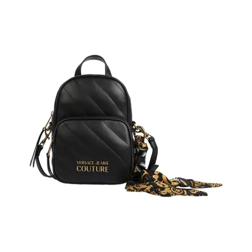 VERSACE JEANS COUTURE Кожа Рюкзак Маленький Женский Черный