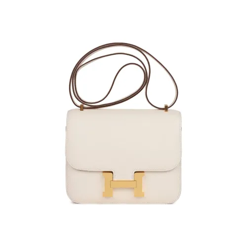 HERMES Constance Mysore Chevro Сумка через плечо Мини Женская Кремово-белая