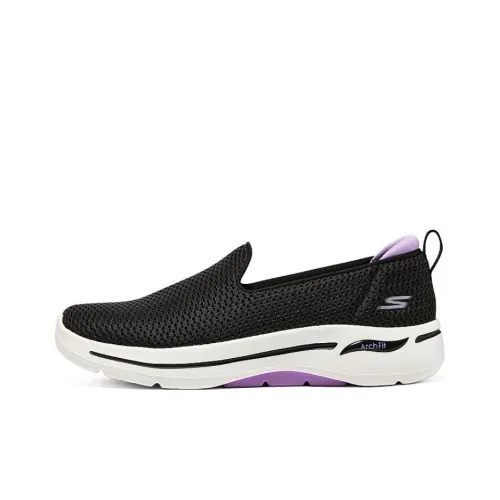 Skechers Go Walk Arch Fit Устойчивый к истиранию Дышащий Низкий Верх Без шнуровки Повседневные Спортивные кроссовки Женские Черный Белый