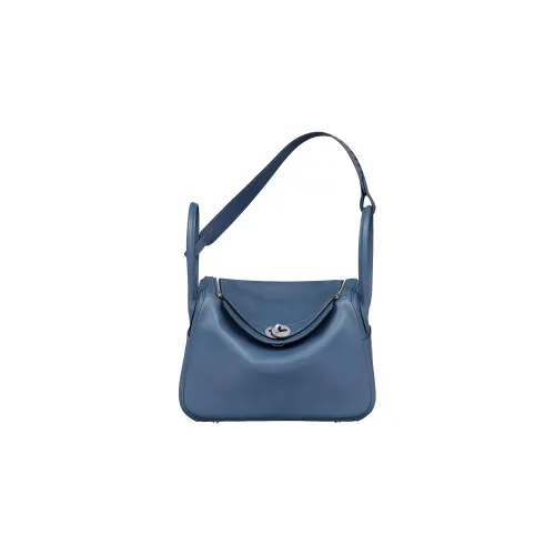 HERMES Lindy Swift Телячья кожа с Epsom Телячья кожа Сумка сумка через плечо Женская Озерный Синий