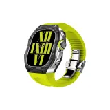 Флуоресцентный зеленый ремень + серебряная оправа/пряжка