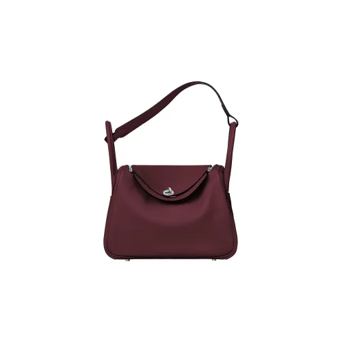 HERMES Lindy Taurillon Clemence Коровья кожа Сумка через плечо Женская 57 Бордо Красный