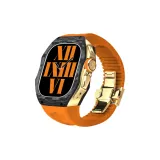 Оранжевый ремешок + золотая рамка / пряжка