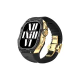 Чёрный ремешок + золотая рамка / пряжка