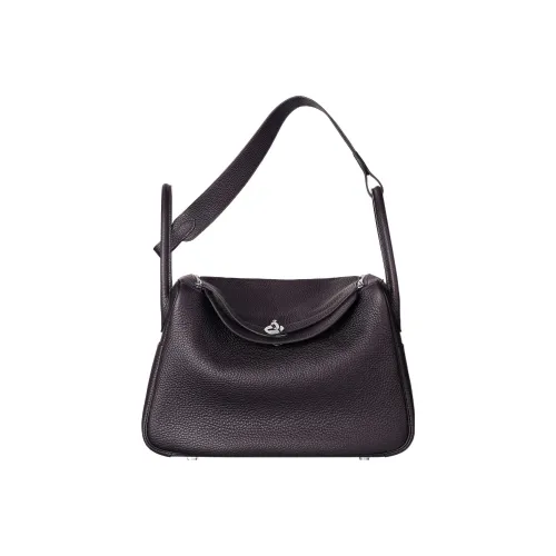 HERMES Lindy Taurillon Clemence Коровья кожа Сумка Сумка через плечо Женская 3W Prunoir Темно-красно-фиолетовый