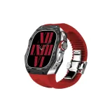 Красный ремешок + серебряная оправа/пряжка