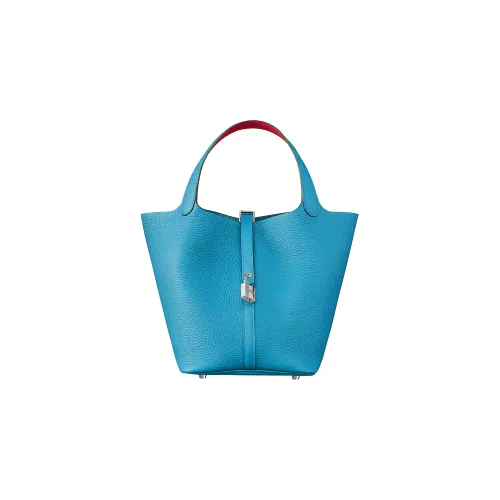 HERMES Picotin Lock Clemence с Swift кожа сумка женская синяя