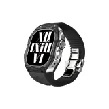 Черный ремешок + серебряная оправа/пряжка