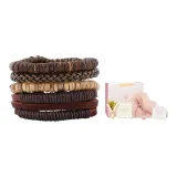 Деревянный браслет из оболочки кокоса, ротанга, 4 штуки, набор + коробка в форме сердца, набор