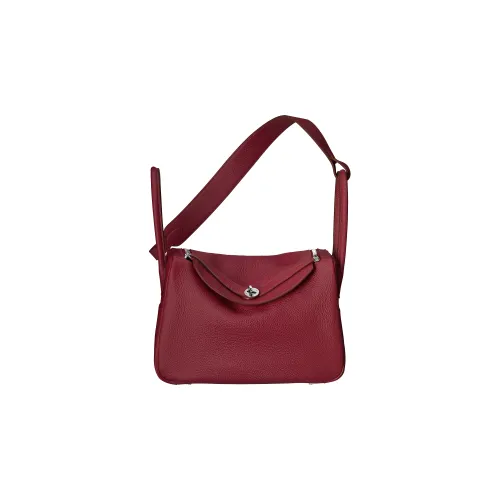 HERMES Lindy Taurillon Clemence Коровья кожа Сумка через плечо Женская B5 Рубисный камень Красный
