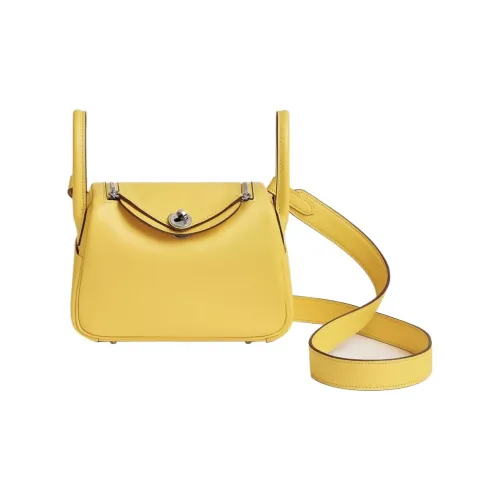 HERMES Lindy Swift Телячья кожа Сумка Сумка через плечо Сумка через плечо Мини Женская 9OJaune DE Неаполитанский желтый