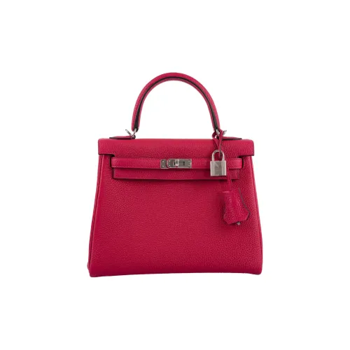 HERMES Kelly Коровья кожа Togo Сумка Kelly Сумка Женская Малиновая